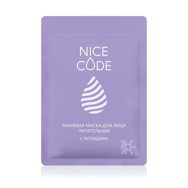 Тканинна маска для обличчя живильна з пептидами NICE CODE, 24 мл 934093458 фото