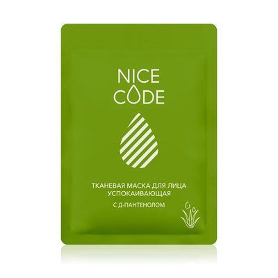 Тканинна маска для обличчя заспокійлива з Д-пантенолом NICE CODE, 24 мл 387543 фото
